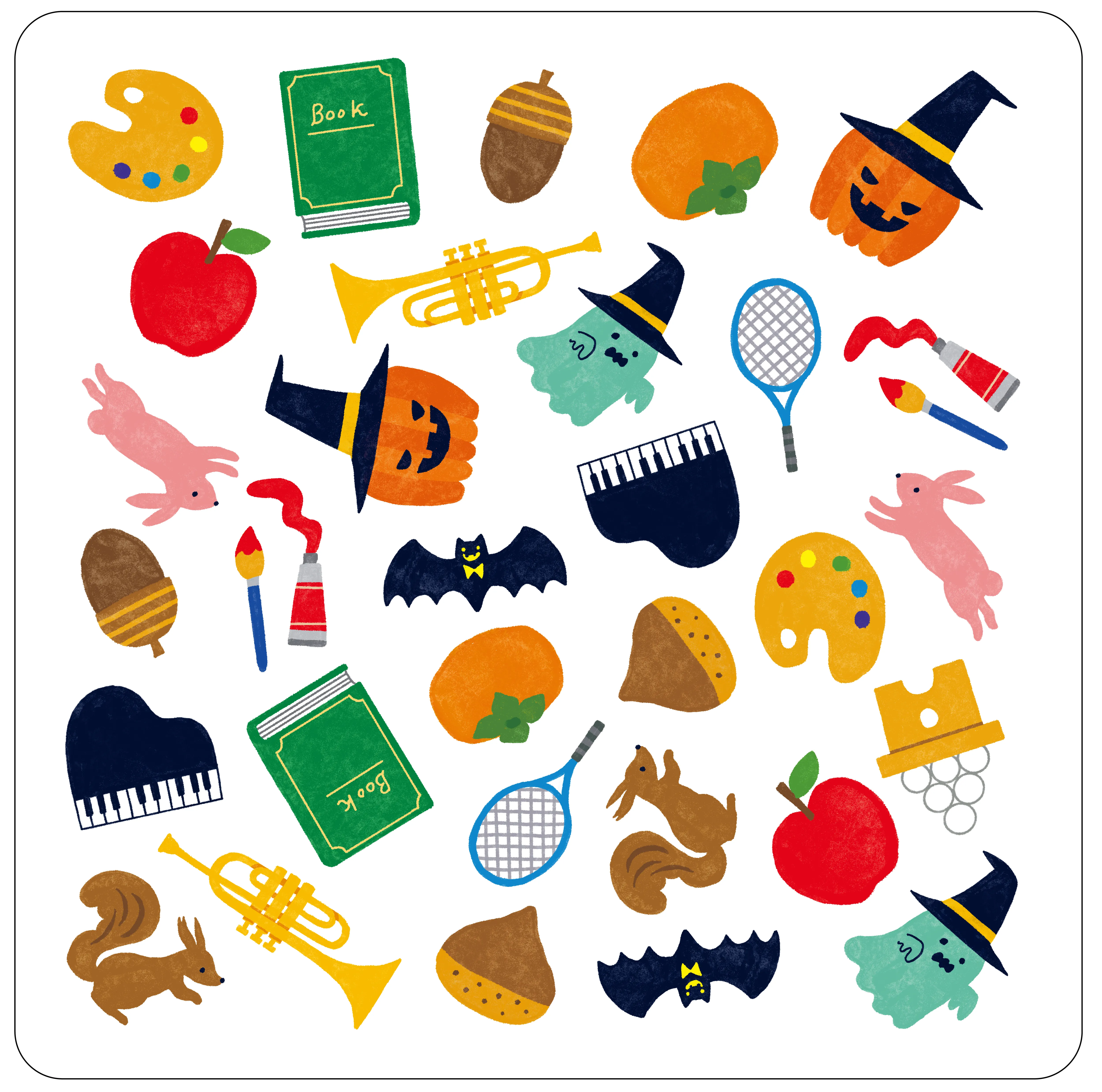 ハロウィンに関する複数のイラスト